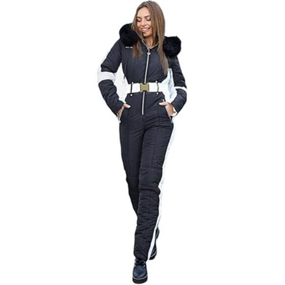 Womens Winter Onesie Ski Jumpsuits Outdoor Sports Waterproof Snowsuit - Picture 7 of 7
